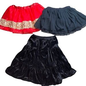 Girl’s Skirt Lot Of 3 Size 6 - 6X Tutu Crushed Velvet Black Red